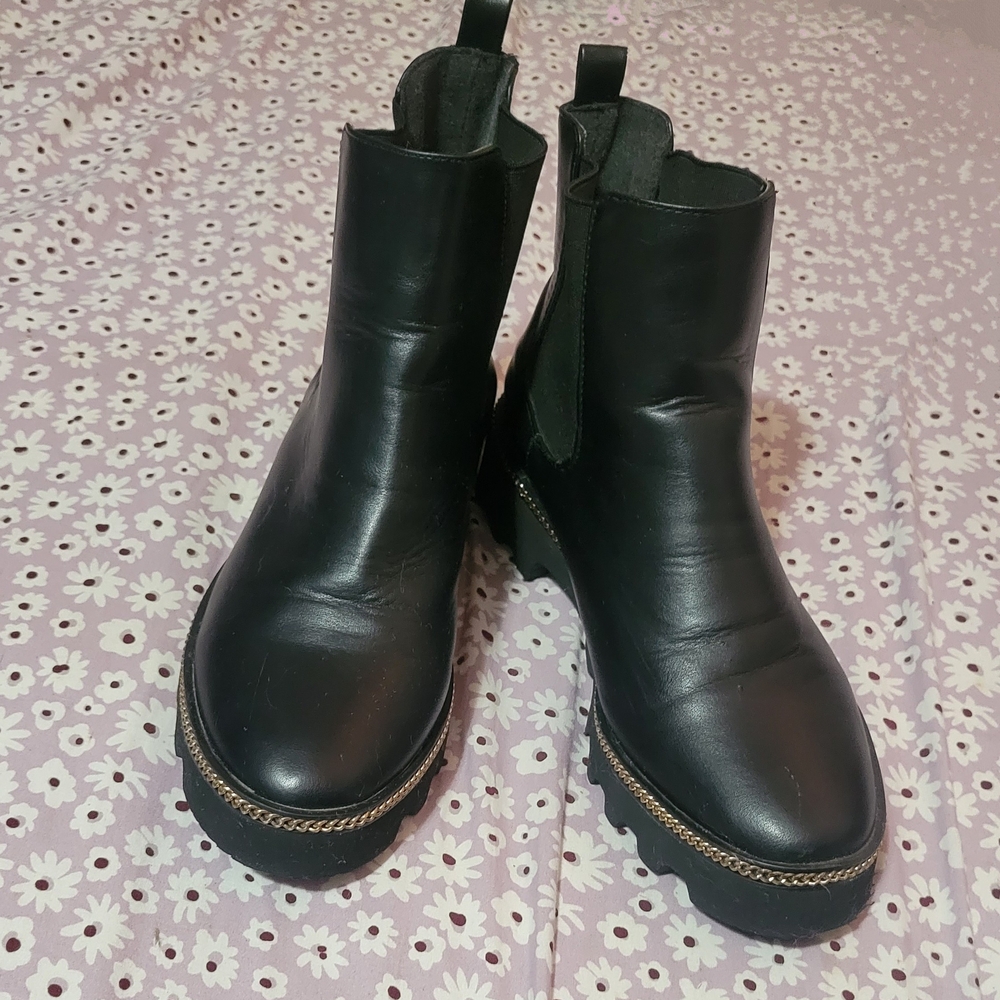 Black Leather Ankle Boots